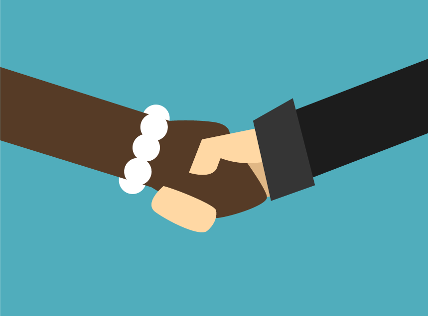 two people shaking hands.